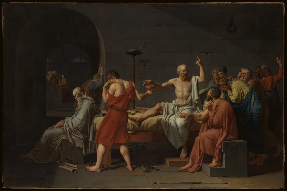 The Death of Socrates, painting by Jacques Louis David, 1787